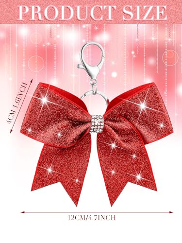 Image of Tondiamo Cheer Bow Keychain Cheer Keychain with Rhinestones Cheerleader Keyrings for Team Gift Cheerleading Sports Accessory
