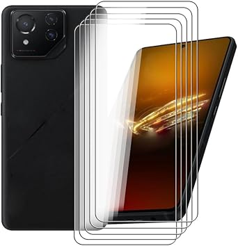 [5 Pack Screen Protector for Asus ROG Phone 8 Pro 6.78"", 9H Hardness - HD - 2.5D Edge - Bubble Free - screen Scratch Resistant Protective Film Tempered Glass, Clear HD Verre