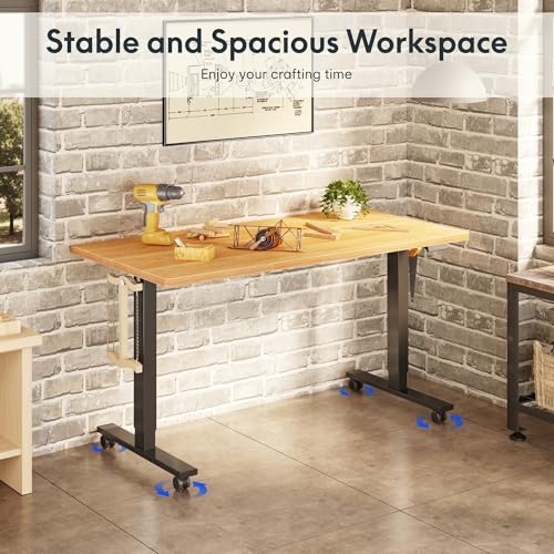 FLEXISPOT Electric Adjustable Workbench, 55x28 Inches Ergonomic Worktable with Drawer and Wheels for Garage, Workshop and Office, Spacious Desktop for Woodworking and Crafts, Maple, 4 Packages - image 2