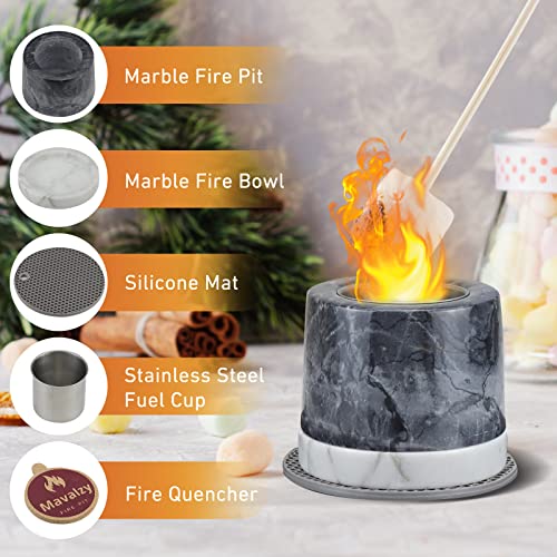 Outdoor Decor, Mavalzy Tabletop Fire Pit Real Marble Table Top Fire Pit Bowl Smokeless Mini Fire Pit Personal Portable Tabletop Fireplace For Patio Decor #TOP3