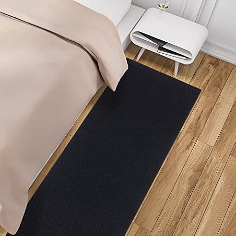 Ottomanson Ottohome Collection Non-Slip Rubberback Modern Solid Design 67x183 Indoor Runner Rug, 67cm x 183cm, Black Cover