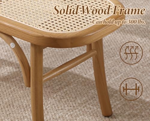 Miniatura 4 de Ya-Home Banco De Comedor Madera Sillas De Rattan Rústico, Banco Otomano De Pasillo Bancos De Cocina Para Salón Entrada,Madera Natural
