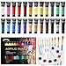 ARTKUNST Acrylfarben Set, 24 x 36 ML Acrylfarbenset mit 10 Pinseln für Leinwand Holz Papier Keramik, Wasserdichte Acrylfarbe mit Lebendiger Farbe für Künstler, Anfänger, Kinder
