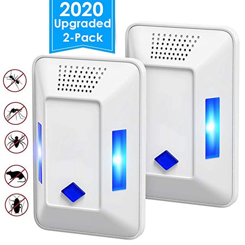 Flagicon Repelente Ultrasónico de Plagas, Repelente de Insectos Enchufar Interiores Control de Mosquitos Ratones Hormigas Cucarachas Moscas Arañas, 100% Inofensivo para Mascotas y Humanos (2 Piezas)