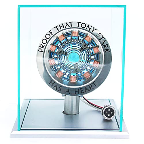 Surkat 1:1 Iron Man Arc Reactor Light, MK1 and MK2 Model Tony Stark LED Light USB Vibration Sensing Control Interface Proof Tony Stark Has a Heart Display Case