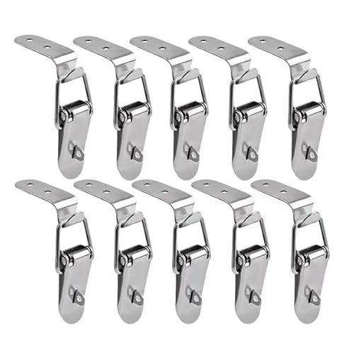 10 chiusure a leva, in acciaio inox, 72 x 24 mm, chiusura a leva, robusta chiusura a tensione, chiusura angolare a 90 gradi, chiusura a scatto per valigie, cassette e armadietti