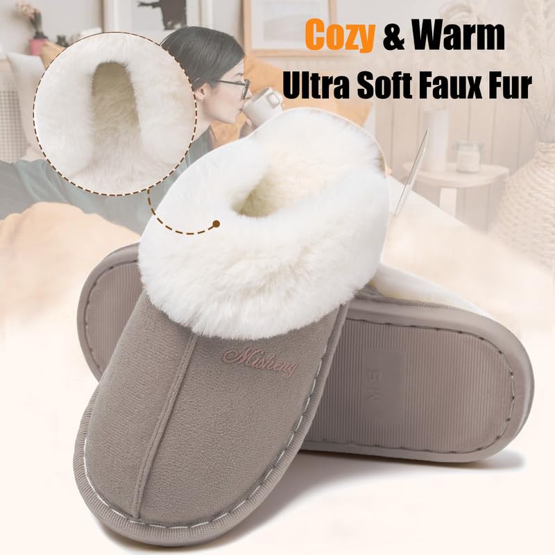 Misolin Pantofole Scamosciate da Donna Uomo Invernali Interne Ciabatte Casa Morbida Autunno Inverno Schiuma Memoria Pavimento Indoor Outdoor