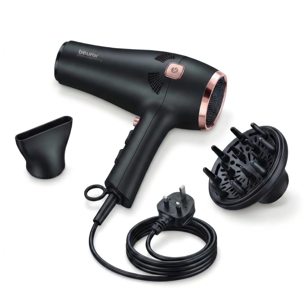 Style Pro HC 55 Hair Dryer With Cable Rewind | 2000-Watt Hair Dryer With Integrated Ion Function | Slim Nozzle Attachment | Volume Diffuser Attachment | 3 Heat Settings | 2 Speed Settings
