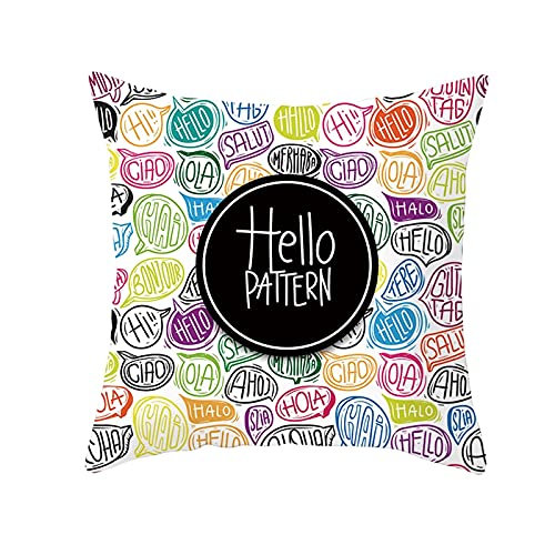 Lieson Decorative Throw Pillow Cases for Bed, 1Pcs Cushion Cover 16x16 Inch Cushion Covers Outdoor Multicolor 40x40cm Hello PATTERN, Polyester