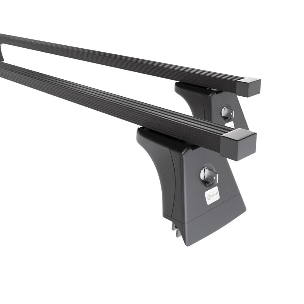 Mossa Portaequipajes de Techo adecuadas para Opel Corsa E Hatchback (2015-2019) - baca para Coche - Barras para Techo de Coche - Acero Negro - Puntos de Montaje