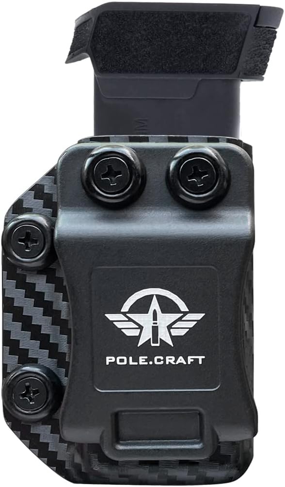 POLE.CRAFT IWB/OWB Magazine Holster Kydex - Mag Carrier Fits: 9mm .40 Double Stack / 9mm .40 Single Stack - P365 1911 Glock 19 19X 17 26 27 28 43 22 23 25 26 27 31 32 33 34 35 37 38 Glock43X .. Mag