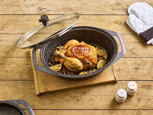 Pradel Excellence PCUI001015 - Olla de cocción lenta de aluminio de 24 cm, tapa de cristal, revestimiento antiadherente, mango extraíble, color negro - imagen 2