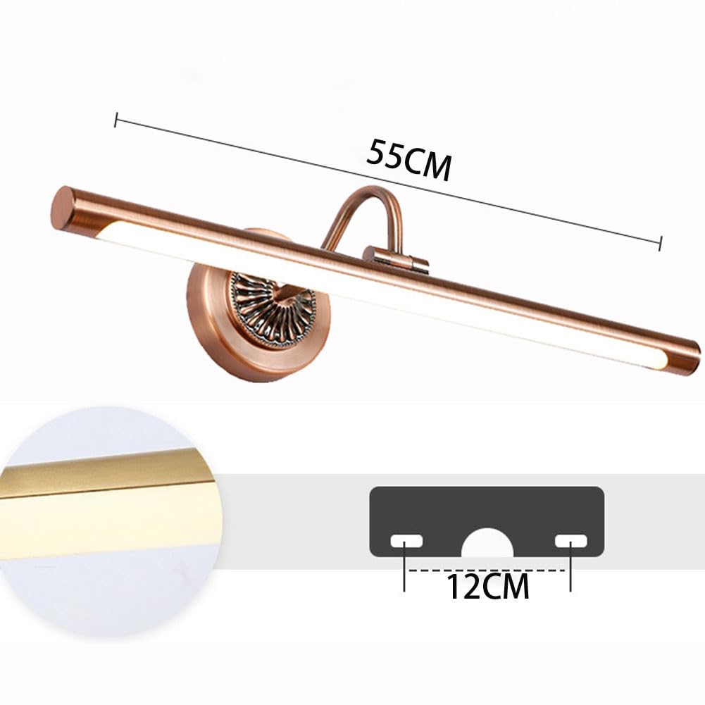 Lampada da Tavolo Vintage a LED Bagno Luce Specchio Metallo Ruotabile a 180° Applique Antico Impermeabile Dimmerabile 3000k/4500k/6000k Lampada da Parete Orientabile Arco Braccio Luce Immagine