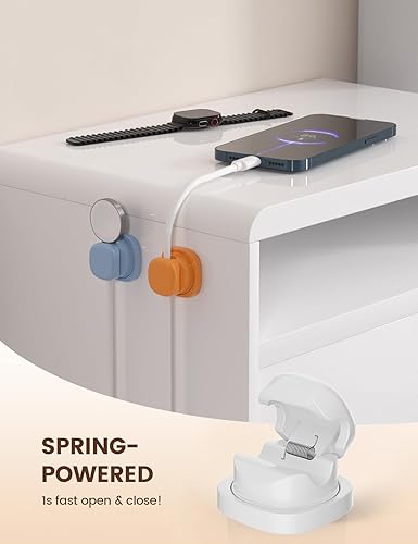 Miniatura 6 de Paquete de 6 Organizador de cables giratorio  Clips de cable de bloqueo de 1 segundo para escritorio  Fuerte gestión de cables adhesivos  Soporte