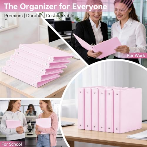 Image of SUIN 1 Inch 3 Ring Binder, Clear 1'' View Presentation Binders with 2 Pockets, Fits 8.5 x 11 Letter Size, Durable Polypropylene, Non-Stick & PVC-Free for School, Office & Home (Pastel Pink)