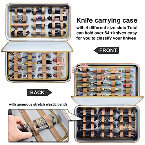 Image of Knife Display Case for 64+ Pocket Knives, Butterfly Knife Storage Box, Folding Knives Organizer Holder, Knives Collection Organized Carrier for Survival, Tactical, Outdoor, EDC Mini Knife (Black) | Knives Organized Slots, Butterfly and EDC Mini Models, Outdoor Survival Tactical Collection Storage, Black, Bag Only