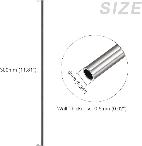 Miniatura 2 de METALLIXITY Tubo de acero inoxidable 304 (0.236 in de diámetro x 0.020 in de pared T x 11.811 in de largo), 2 piezas, tubo recto - para muebles del