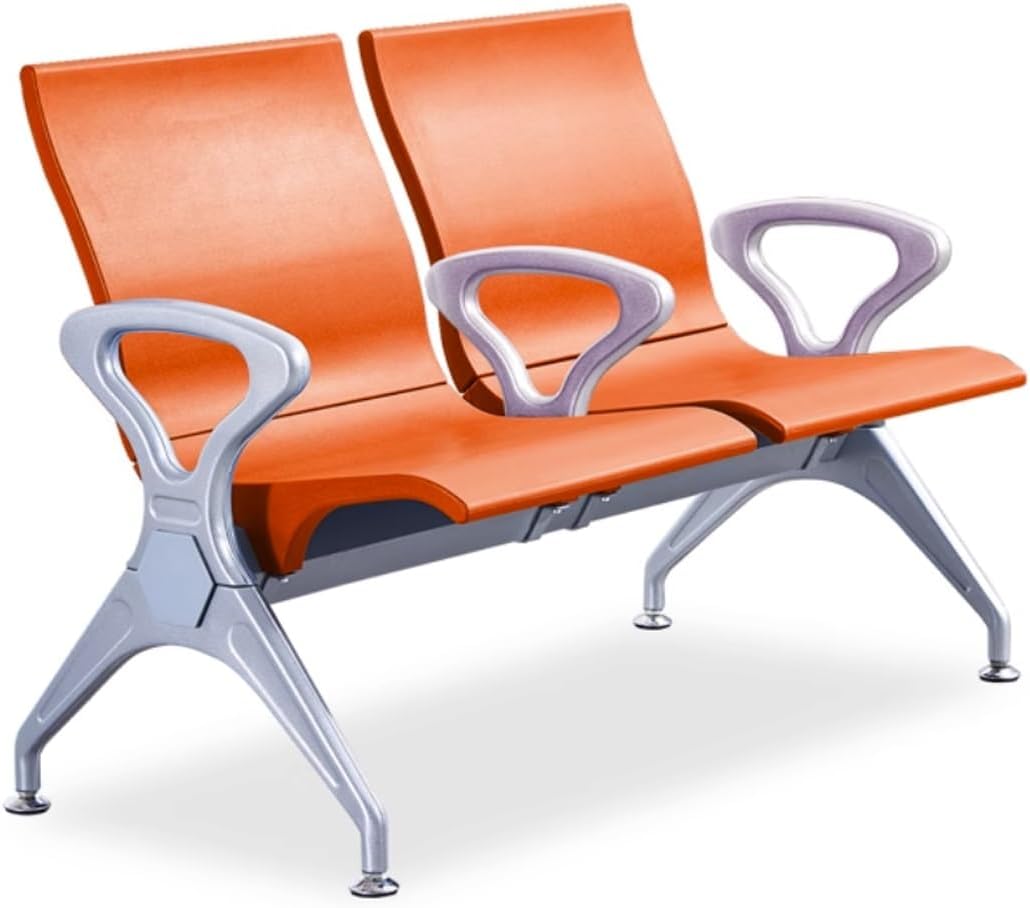 YVYKFZD 2 Seat Waiting Room Chairs, Waiting Room Bench Set, Office Guest Reception Chairs with Arms and Backrests, Lobby Airport Reception Bench, Easy to Assemble(Orange)