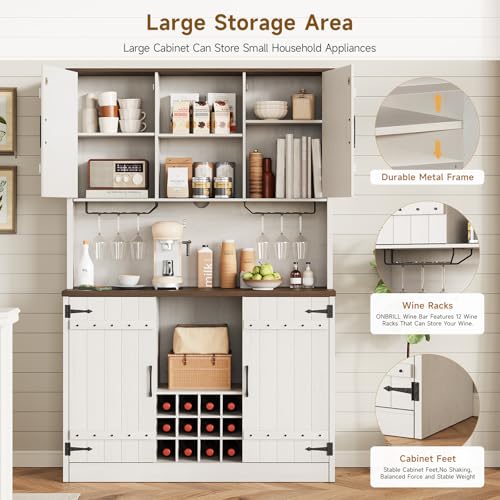 71farmhousekitchencabinetpantrybarcabinetwithstorageandadjustableshelveswinecabinetwith12winerackssideboardcabinetwithlargecountertopforkitchendiningroomoakoffwhite Urban Country Home Decor 71 farmhouse kitchen cabinet pantry bar cabinet with storage and adjustable shelves wine cabinet with 12 wine racks sideboard cabinet with large countertop for kitchendining room oak off white urban country home decor