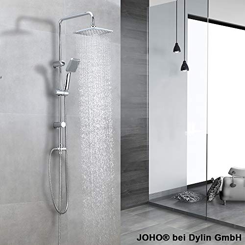 JOHO Edelstahl Duschsystem ohne Duscharmatur Chrom Duschset Überkopfbrauseset mit ABS Kopfbrause 20x20cm - Image 3