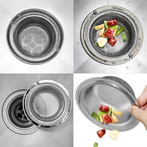 2 Stück Abflusssieb Küchenspüle Edelstahl - Waschbecken Sieb für Spülbecken Verstopfungsschutz Waschbecken Sieb Abfluss Spüle mit Griff