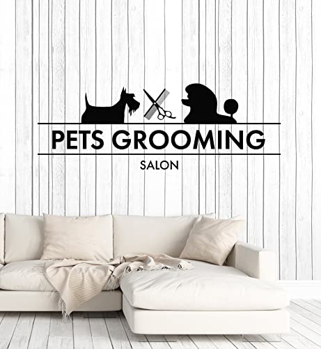 Vinyl Wall Decal Pets Grooming Salon Dogs Home Animals Stickers Mural Large Decor (G6367) Black #TOP6