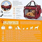 TRESKO® Hundebox faltbar inkl. Leckmatte, Spatel & Reflektoren M 61x42x42cm | Transportbox für Hunde und Katzen | Hundetransportbox Auto für kleine & große Hunde | Hundetasche robust Rot
