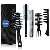BasicForm Styling Hair Brush and Comb Set for Men, Vent Brush Round Hair Roller for Quiff, Pompadour