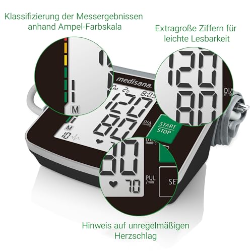 Medisana BU 516 Oberarm-Blutdruckmessgerät, Blutdruck- und Pulsmesser mit Speicherfunktion,...