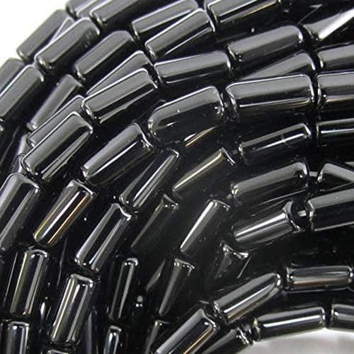 Hilo de ónix negro natural de 15.5 pulgadas, tubo de 0.315 in, cuentas lisas para bisutería, 0.315 in, tubo de cuentas de ónix negro de 15.5 pulgadas