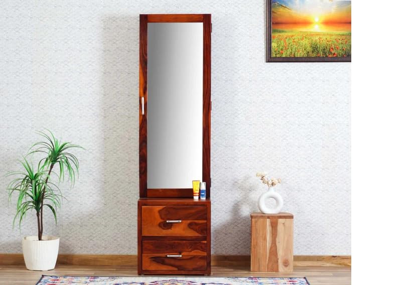 Sheesham Wood Dressing Table - Pre-Assembled - (Honey- Finish) | Bedroom Storage for Makeup & Accessories Organizer - with Mirror-image-8