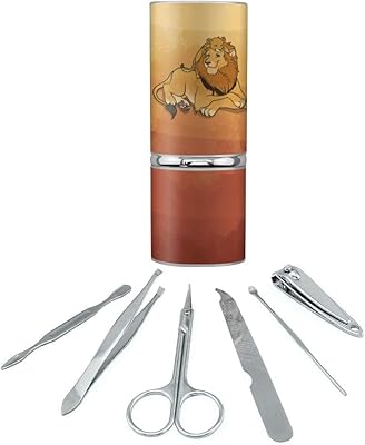 Dad Lion and Cub Stainless Steel Manicure Pedicure Grooming Beauty Care Travel Kit