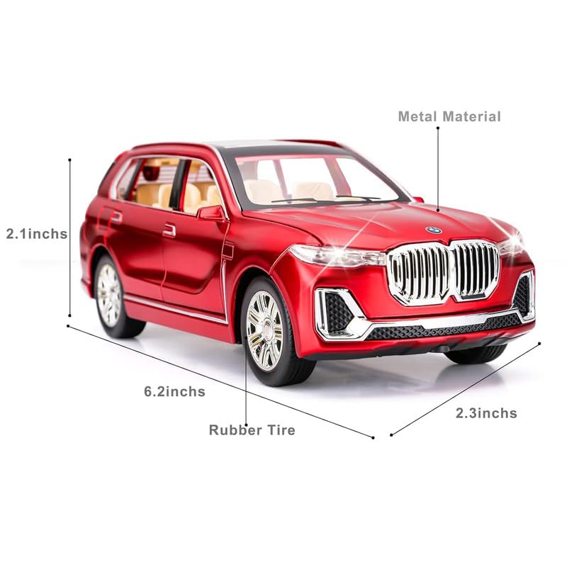 Image of Play Boy 1:32 BMW X7 SUV Model Diecast Metal Alloy Pullback Toy Vehicle with Openable Doors Light and Music Car for Kids (Multicolor)