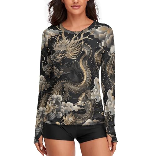 Chemise de soleil femme dragon noir contre les coups de soleil outdoor
