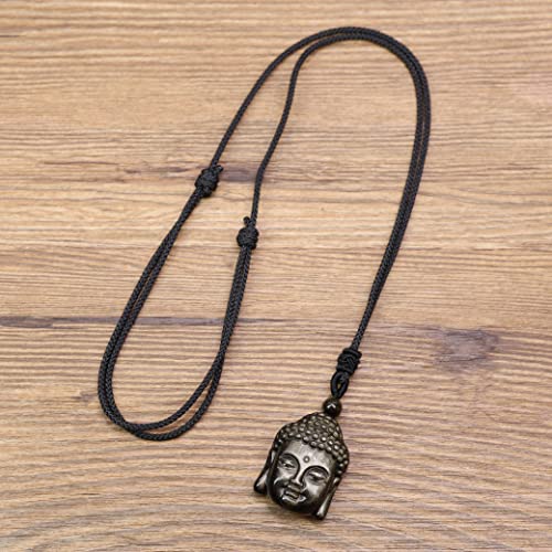 COAI Pendente Testa di Buddha in Ossidiana Oro