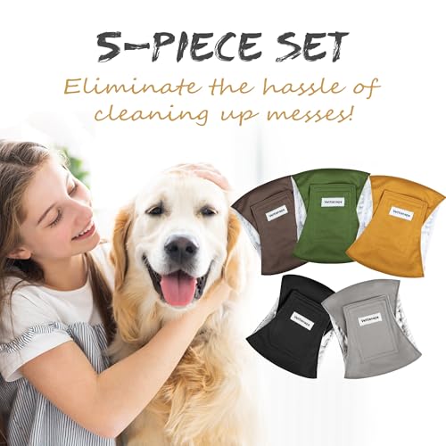 Image of 5 Pack Dog Diapers Male Reusable Belly Bands Washable for Large Male Dogs, High Absorbency for Puppy & Doggy, Size XXL