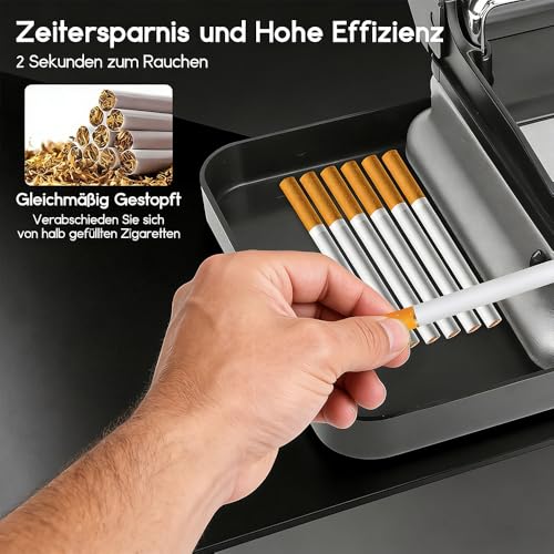 Zigarettenstopfmaschine mit Nut Platte, 8.0mm Zigarettenstopfmaschine Inklusive Reinigungskit und Aufbewahrungsbox (Silber)