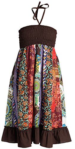 Vestido o Falda Maxi Patchwork con Cinturilla elástica, Aprox. 100 cms de Largo, marrón 2 Cover