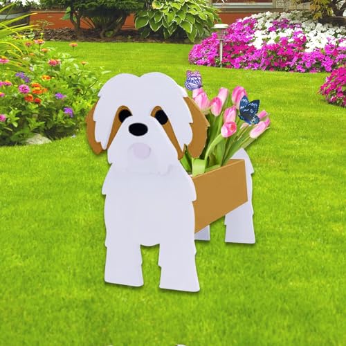 strolfay Brown Shih Tzu Dog Planter Pots, Animal Shaped Flower Pot