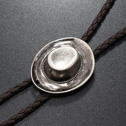 Image of Bolo Tie for Men Women Cowboy Turquoise Celtic Natural Tiger Eye Stone Longhorn Bull Western Leather Bolo Necktie