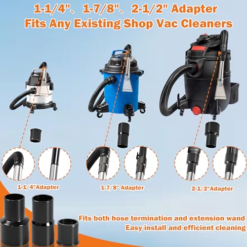 Image of Shop Vac Extractor Attachment Kit with 2-1 /2 inch, 1-7 /8 inch & 1-1 /4 inch Adapters, Universal Wet Dry Vacuum Attachment for Carpet Cleaning, Upholstery, Auto Detailing & Spot Cleaning (Small)