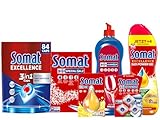 SOMAT Excellence 3in1 Caps 84 Stück 1,52 kg + Duo Power Gel 992 ml...