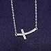 1/10 Ct Natural Diamond Sideways Cross Pendant Necklace in 14k Rose Gold Over Sterling Silver