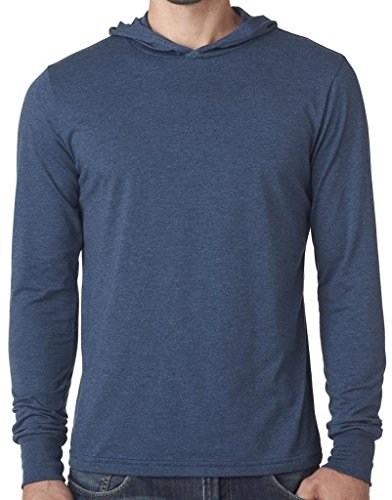 Yoga Clothing For You Mens Lightweight Long Sleeve Hoodie Tee Shirt, Large Heather Navy