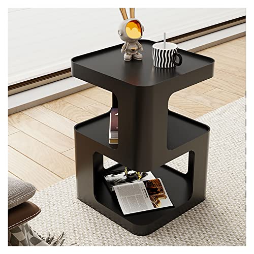 Mesas auxiliares de sofá Mesas auxiliares for sala de estar, mesa auxiliar cuadrada moderna con estante de almacenamiento, mesita de noche con marco de metal resistente, 15,7 x 21,2 pulgadas Mesas de