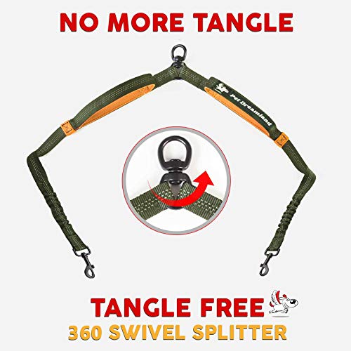 Exquisite Two Dog Leash Splitter | Double Dog Leash For Large Dogs Heavy Duty | No Tangle 2 Dog Leash Coupler | Dual Dog Leash Attachment | Retractable Dual Leashes For 2 Dogs #TOP4