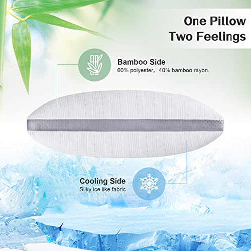 Meoflaw Cooling Pillows Queen Size Set Of 2,Shredded Memory Foam Bed Pillows For Sleeping,Queen Pillows For Back & Side Sleepers,Adjustable 2 Pillows Queen Size With Washable Cover #TOP2