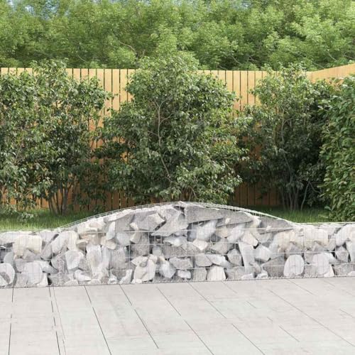 Fioriera, aiuola rialzata, vaso per piante, gabbioni con arco alto, 2 pezzi, 400 x 30 x 40/60 cm, in ferro zincato, per terrazza, giardino sul tetto, facile da montare