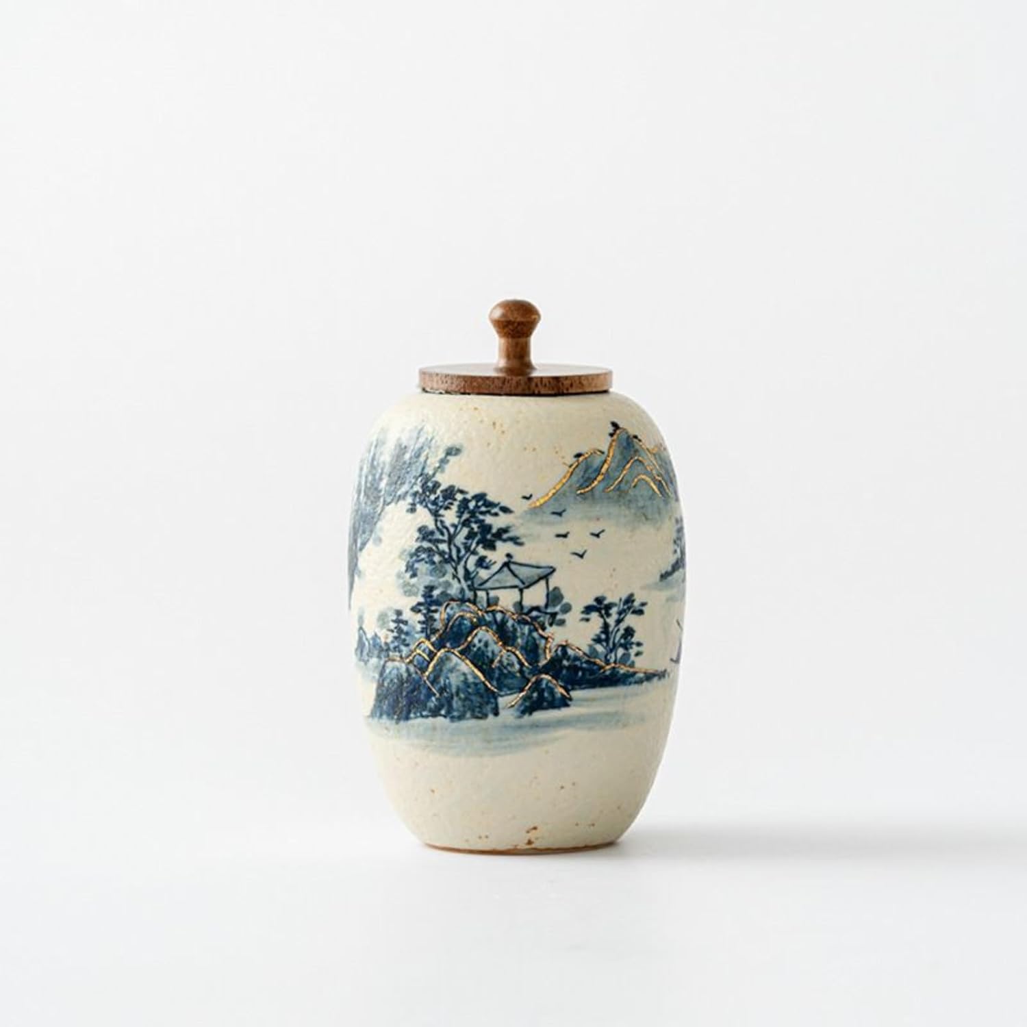 Antique-style Ceramics Tea Canister, 115ml 3.7oz, Sealed Jar Chinese Kung Fu Tea Set Accessories