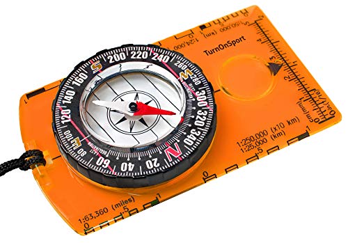 TurnOnSport Advanced Scout Orange compass for hiking navigation